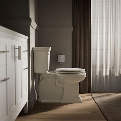 KOHLER 20454-96 Ridgewood Elongated Soft Close Toilet Seat, Quiet Close, Wood Toilet Seat, Home Essentials, Biscuit - color: Biscuit