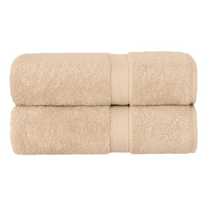 Supreme Terry 2-Piece Bath Towel Set, Hotel & Spa Quality, Plush and Absorbent 100% Turkish Cotton Towels, Quick Dry-Beige - color: Beige, size: Bath Towel Set