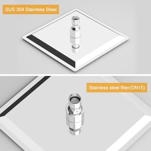 8 Inch Rain Shower Head High Pressure Rainfall Shower Head Chrome | Square Rain Bathroom Showerhead, High Flow, Large Stainless Steel, Ceiling Mounted, Wall Mounted, Waterfall Full Body - color: Polished Chrome, size: 8 Inch
