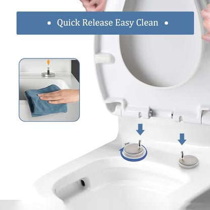 Soft Close Toilet Seat With Quick Release, Non-Slip Bumpers, Top Fixing, Easy Cleaning Loo Seat(44~50 * 37cm) - size: 44~50*37cm