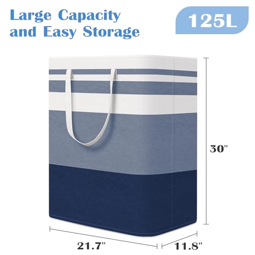 BlissTotes 3-Pack Laundry Basket, Collapsible Laundry Hamper, Blue, 125L | Laundry Clothes Hamper, Hampers for Bedroom, Freestanding Hamper with Handles, Clothes Laundry Basket - color: Blue, size: 125L