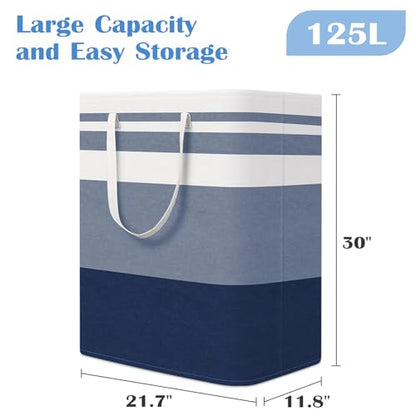 BlissTotes 3-Pack Laundry Basket, Collapsible Laundry Hamper, Blue, 125L | Laundry Clothes Hamper, Hampers for Bedroom, Freestanding Hamper with Handles, Clothes Laundry Basket - color: Blue, size: 125L