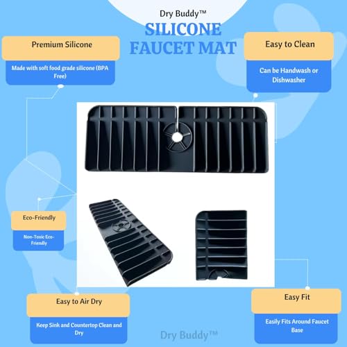 2-Pack Silicone Kitchen Sink Splash Guard-Faucet Mat for Kitchen Sink 2-Pack (Black, Standard) - color: Black