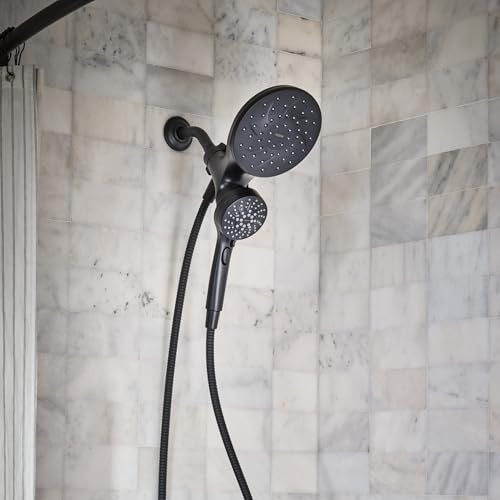 Moen Engage Matte Black 2.5 GPM Handheld Showerhead and Rain Shower 2-in-1 Combo Featuring Magnetic Docking System and Metal Hose, 26009BL - color: Matte Black, size: Pack of 1