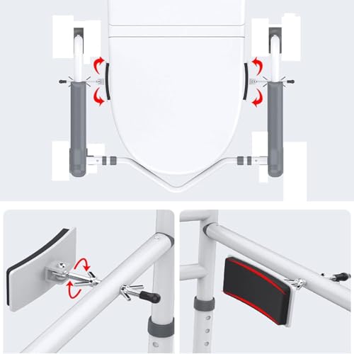 Toilet Safety Rails Frame, Sturdy Adjustable Free Standing Toilet Bathroom Rail, Toilet Safety Frame for Elderly, Handicapped, Fit Any Toilet(Gray) - color: Gray