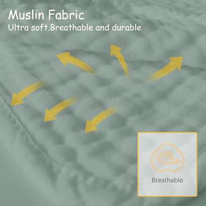 Lovely Care 12 Pack Muslin Burp Cloths 100% Cotton Muslin Cloths Large 20''x10'' Extra Soft and Absorbent Baby Burping Cloth - Green - color: Green, size: 10x20 Inch (Pack of 12)