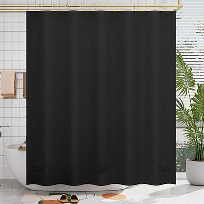 AmazerBath Plastic Shower Curtain Liner, 72 x Inches EVA 8G Heavy Duty Black Waterproof Weighted Thick Bathroom with 3 Clear Weights and 12 Rustproof Grommet Holes - color: Black, size: 72"W x 72"L (Pack of 1)
