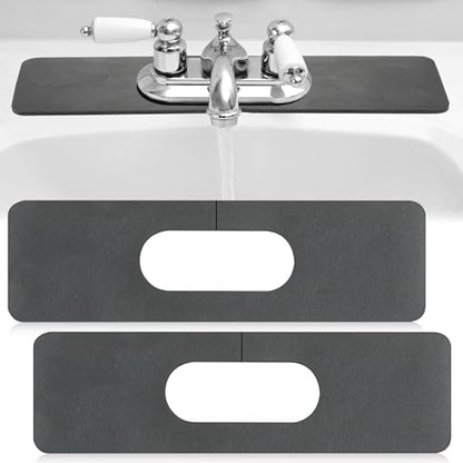 Tioncy 2 Pcs Faucet Mat Sink Splash Guard Oval-hole Oval Splash Pad for Kitchen Sink Oval Base Diatomite Faucet Mat for Bathroom Absorbent Mat Splatter Screens(Dark Gray) - color: Dark Gray