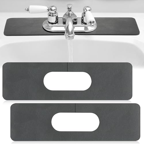 Tioncy 2 Pcs Faucet Mat Sink Splash Guard Oval-hole Oval Splash Pad for Kitchen Sink Oval Base Diatomite Faucet Mat for Bathroom Absorbent Mat Splatter Screens(Dark Gray) - color: Dark Gray