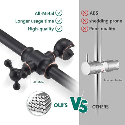 Handheld Shower Head with Slide Bar Combo, 6 Settings Handheld Shower with ON/OFF Pause Switch, Adjustable Height 27.5" Long Slide Bar, Wall Supply Elbow, 6.6ft Shower Hose, Oil Rubbed Bronze - color: Oil Rubbed Bronze