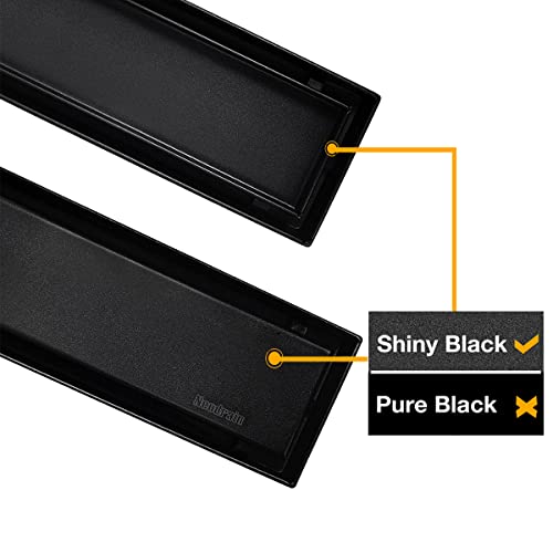 Neodrain 32" Shiny Black Linear Shower Drain,2-in-1 Flat& Tile Insert Cover | 304 Stainless Steel,Fast Drainage, Durable,Rectangle Shower Floor Drain with Adjustable Feet,Hair Strainer,Fits Bathrooms - color: Shiny Black, size: 32 In