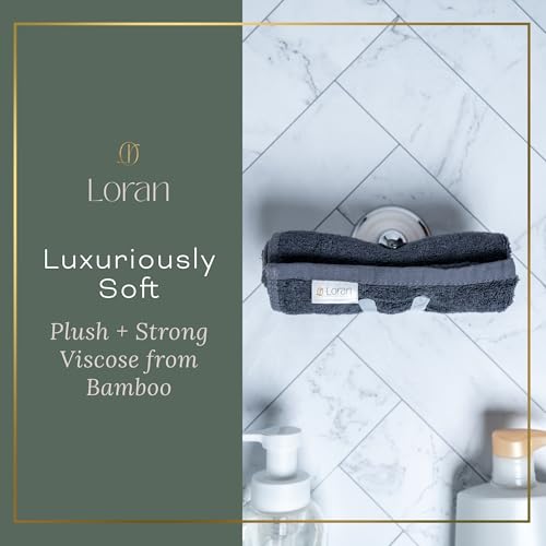 Charcoal Grey Extra Large Washcloths Set of 6 Soft Body Cloths 13” x 13” 70% Viscose Derived from Bamboo, 30% Cotton Spa-Like Feel Silky for Skin Cleansing - color: Charcoal