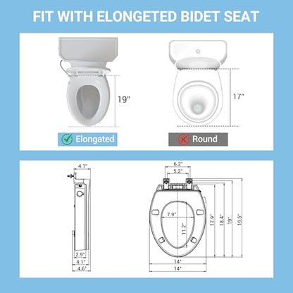 Bidet Toilet Seat Non Electric, Elongated Raised Toilet Bidet Seat with Dual Nozzles, Self Cleaning, Soft Close Lid, Rear and Feminine Washing for Seniors Adults - style: Raised Bidet Toilet Seat