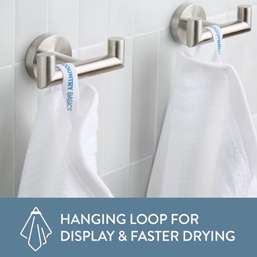 Town & Country Basics 4-Piece Waffle Woven Terry Stripe Bath Towel Set, 30x56-Inch, 100% Cotton, Quick Dry, White - color: White