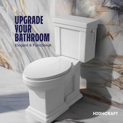 HIGHCRAFT Premium Elongated Toilet Seat with Adjustable Hinges - Molded Plastic Toilet Seat - Fits Standard Elongated Toilets - Oval Seat in White - color: White, size: Elongated