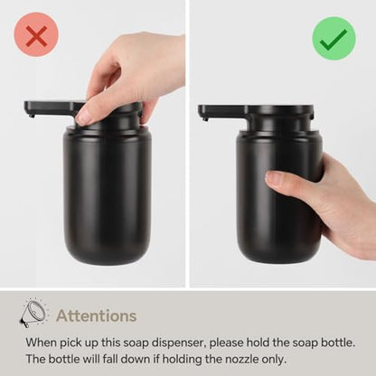 Automatic Foaming Soap Dispenser, Rechargeable Touchless Foam Hand Soap Dispenser for Bathroom, Soap Pump for Kitchen, Water-Resistant, Xmas Gift 10oz, Black - color: Black