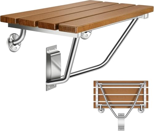 20'' Folding Shower Seat Wall Mounted, 500lb Load Capacity, Space-Saving | Folding Shower Bench with Stainless Steel Bracket, for Elderly, Pregnant Women, Kids, Disabled - size: 20 inches