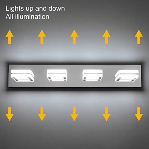 Ralbay Modern LED Bathroom Vanity Lights 4 Lights Up and Down Modern Chrome Bathoom Wall Lighting Over Mirror Rotatable Acrylic Stainless Steel Chrome Vanity Lights - color: Chrome, size: 4 Light