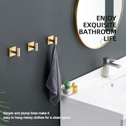 KOKOSIRI Robe Hooks Bathroom Towel Coat Hook for Bath Kitchen Wall 3 Pack Brushed Gold Stainless Steel B1013BG-P3 - color: Brushed Gold, size: 3 Pack