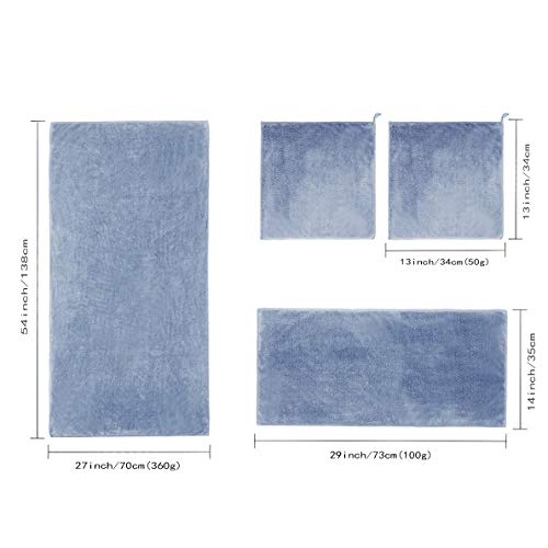 Xinrjojo 4 Piece Quick-Dry Microfiber Towel Sets, Super Soft and Absorbent Bathroom Hotel Gym Great Shower Towels - Navy - color: Navy