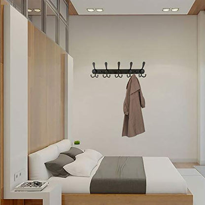 Wall Mount Coat Rack, Heavy Duty Stainless Steel Rack with 5 Tri Hooks for Hanging Coats Hat Towel Purse Robes for Kitchen, Bedroom, Bathroom, Entryway (Black, 2 Packs) - color: Black