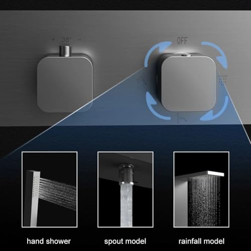Wall-Mounted Luxury Thermostatic Shower System with Storage Rack & Towel Bar