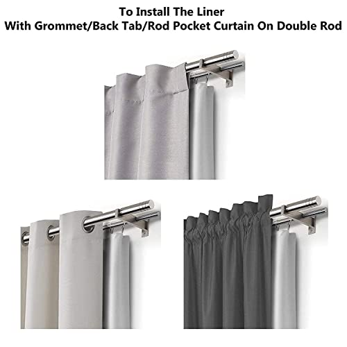 DriftAway Thermal Insulated 100 Percent Darkening Blackout Curtain Liner 2 Panels Each Liner Size 50 Inch by 92 Inch Rings Included Off White Panel - size: 50"W x 92"L (Pack of 2)