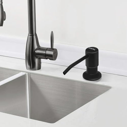 Soap Dispenser for Kitchen Sink (Matte Black), Built in Design Sink Soap Dispenser, Refill from The Top,Stainless Steel Kitchen Soap Pump with 10 fl.oz Bottle (300ml) - color: Matte Black, style: Antique