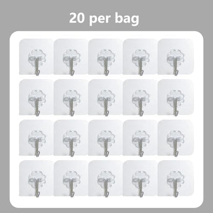 Strong Transparent Adhesive Hooks, 2-Pack No Drill, Removable Self-Adhesive Wall Hooks for Bathroom Damage-Free Hooks for Hanging Towels
