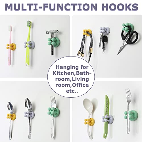 4 pcs Silicone Toothbrush Holder Multi-Function Hook Waterproof self Adhesive Single Toothbrush Hook Plug Holder for Wall for Hanging Bathroom Kitchen Living Room Office - color: Purple