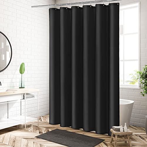 MitoVilla Stall Half Size Shower Curtain Liner, 36 x 72 Inch Fabric Bath Curtain Liner for Modern Hotel, Black Shower Liners, Washable & Water Repellent - color: Fabric - Black, size: 36"W x 72"L (Pack of 1)