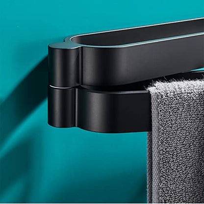 DCFV Wall Mounted Towel Holder, 180°Rotation Bathroom Hand Towel Holder, Space Aluminum Towel Bar, Kitchen Towel Rack, Multiple Uses