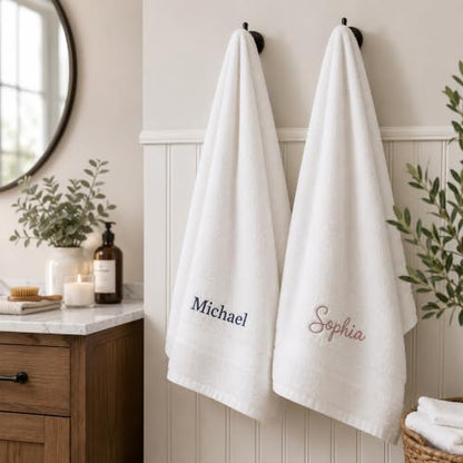 Personalized Towel Set, Custom Bath Towels with Name, Turkish Cotton Blue | Bath Sheet, 100% Cotton, Embroidered, Monogrammed, Customized Gift For Adults, Wedding, Bridal Shower, Housewarming - color: Mid Blue, size: Oversized Bath Sheet - 1 Piece