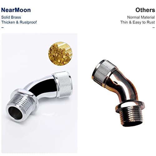 NearMoon Shower Elbow Adapter for Shower Head, Solid Brass 45°G1/2 Male to Female Shower Arm Extension Connector, Polish Chrome (Medium) - style: Medium