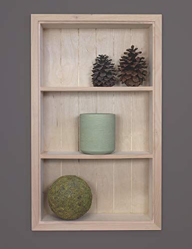 14x24 Sloane Recessed Wall Niche Medicine Cabinet Replacement, In the Wall Bathroom Cabinet Insert Shelf/Shelves, Made in North America, REAL WOOD, NO MDF, Unfinished Beadboard Back - color: Unfinished, size: 14x24
