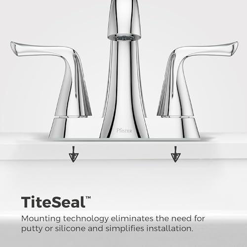 Pfister Willa Bathroom Sink Faucet 4 inch Centerset 2-Handle 3-Hole NSF Certified Polished Chrome Finish with Push & Seal Drain TiteSeal Mounting Technology LF048MALCC - color: Polished Chrome, size: 1 Pack
