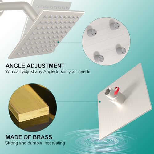 HOMEDEC Full Body Shower System with Dual Shower Heads, 6pcs Body Jets with 15.7x31.5" Rainfall and 6" Showerheads, Brushed Nickel - color: Brushed Nickel, style: 4-Way + 1x 6" Top