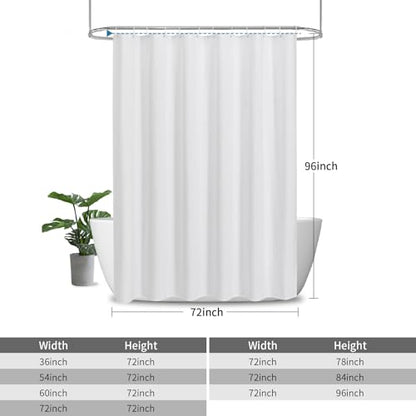 Extra Long Fabric Shower Curtain,No Liner Needed,72"x96",White | 2-in-1 Design,Linen Textured,100% Waterproof TPU-Laminated Backing,Magnetic Weighted,Machine Washable,For Bathroom,Hotel - color: White, size: 72"W x 96"L (Pack of 1)