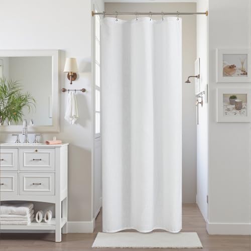 KOUFALL 48x72 Inch Long Shower Curtain for Bathroom, Washable Waterproof Cloth Shower Curtain Set with Hooks, White - color: White, size: 48"W x 72"L (Pack of 1)