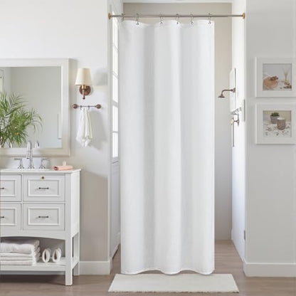 KOUFALL 48x72 Inch Long Shower Curtain for Bathroom, Washable Waterproof Cloth Shower Curtain Set with Hooks, White - color: White, size: 48"W x 72"L (Pack of 1)