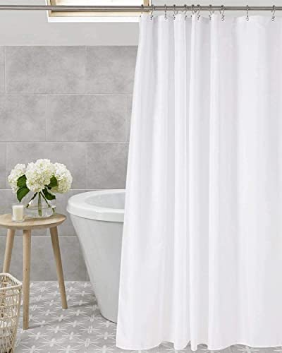 Long Stall Shower Curtain Liner Washable, 54 x 78 Inches, Fabric Shower Liner with 2 Bottom Stones, Waterproof RV Shower Curtain Liner, 9 Grommet Holes, Hotel Quality, White - color: White, size: 54"W x 78"L (Pack of 1)