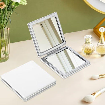 Portable Makeup Mirror Double-Sided - 1 Pcs Daily Beauty Tool, Purse Accessory - color: Square