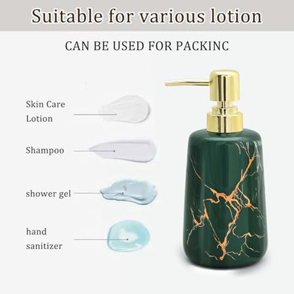 CERBIOR Bathroom Accessories Set,4 Pcs Ceramic Bathroom Accessory,Green | Includes Toothbrush Holder, Toothbrush Cup, Soap Dish for Decorative Countertop and Housewarming Gift - style: Dark Green