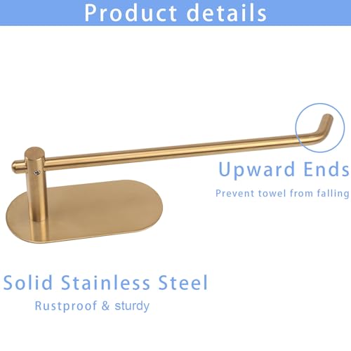 TocTen Hand Towel Holder/Towel Ring, No Drilling Stick on Wall Hand Towel Bar, SUS 304 Stainless Steel Hand Towel Rod, Strong Self Adhesive Hand Towel Rack/Hanger for Bathroom Kitchen (Brushed Gold) - color: Brushed Gold, size: 1 Pack 8.35 inch