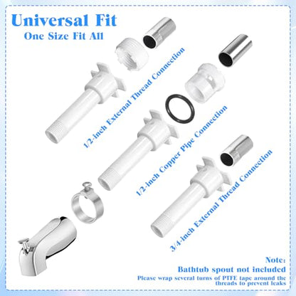 Four in One Tub Spout Adapter, Bathtub Repair Kit Universal 1/2'' Copper Pipe 1/2'' IPS and 3/4'' IPS with Assembly Tool Tubs Spout Diverter Repair Kit Easy Installation