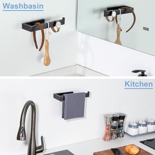 Sayayo Bathroom Hand Towel Holder, Oil Rubbed Bronze Towel Bar Wall Mounted | SUS304 Stainless Steel Towel Ring 10 Inch, Kitchen Towel Rack Modern Square - color: Oil Rubber Bronze
