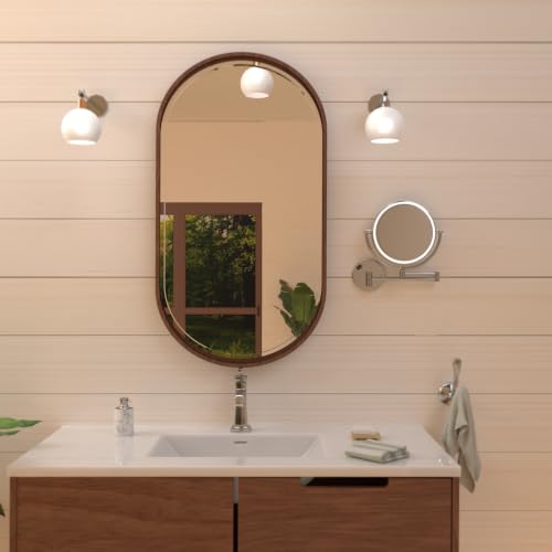 Whitehaus Wall-Mounted LED Magnifying Mirror – 8” Dual-Sided Mirror with 7X Zoom, Extendable Arm, Touch-Activated Light, Polished Chrome - color: Polished Chrome