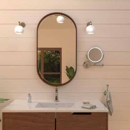 Whitehaus Wall-Mounted LED Magnifying Mirror – 8” Dual-Sided Mirror with 7X Zoom, Extendable Arm, Touch-Activated Light, Polished Chrome - color: Polished Chrome