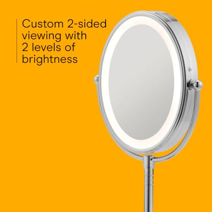 Conair Lighted Makeup Mirror, LED Vanity Mirror, 1X/7X Magnifying Mirror, Double Sided, Battery Operated in Polished Chrome - size: 4.7"L x 8"W, style: Battery Operated