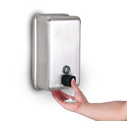 Alpine Stainless Steel Soap Dispenser Wall Mount - Commercial Liquid Wall Soap Dispenser for Bathroom, Kitchen, Refillable 1200 ml Large ADA Compliant (Vertical)
